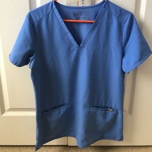 Figs Scrub Top Ceil Blue Casma 3 Pocket